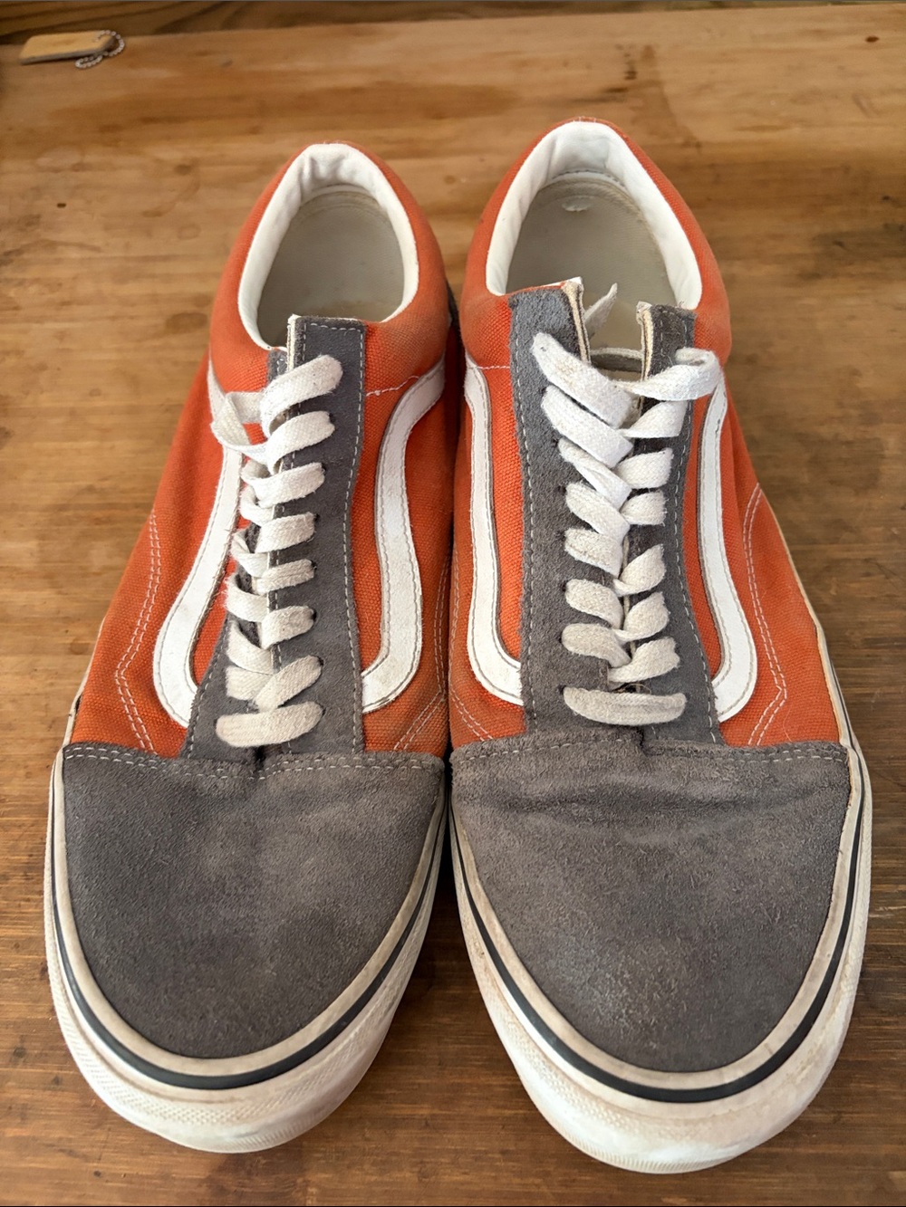 Vans Old Skool Low-Top Sneakers in Orange and Gray
